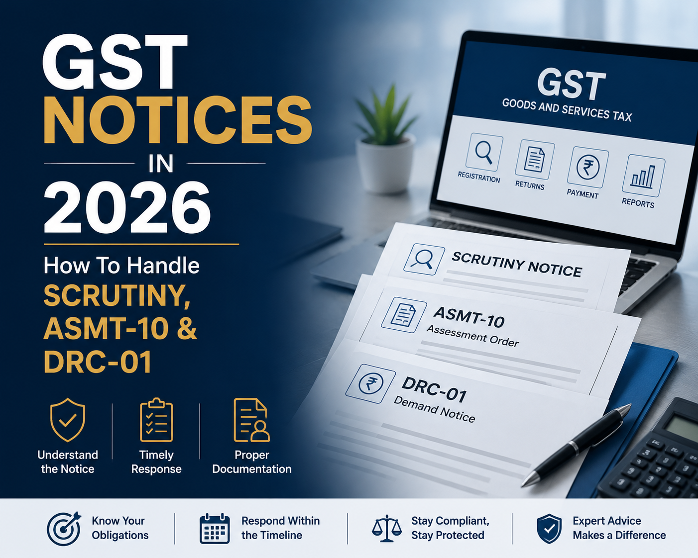 GST Notices In 2026: How To Handle Scrutiny, ASMT-10 & DRC-01