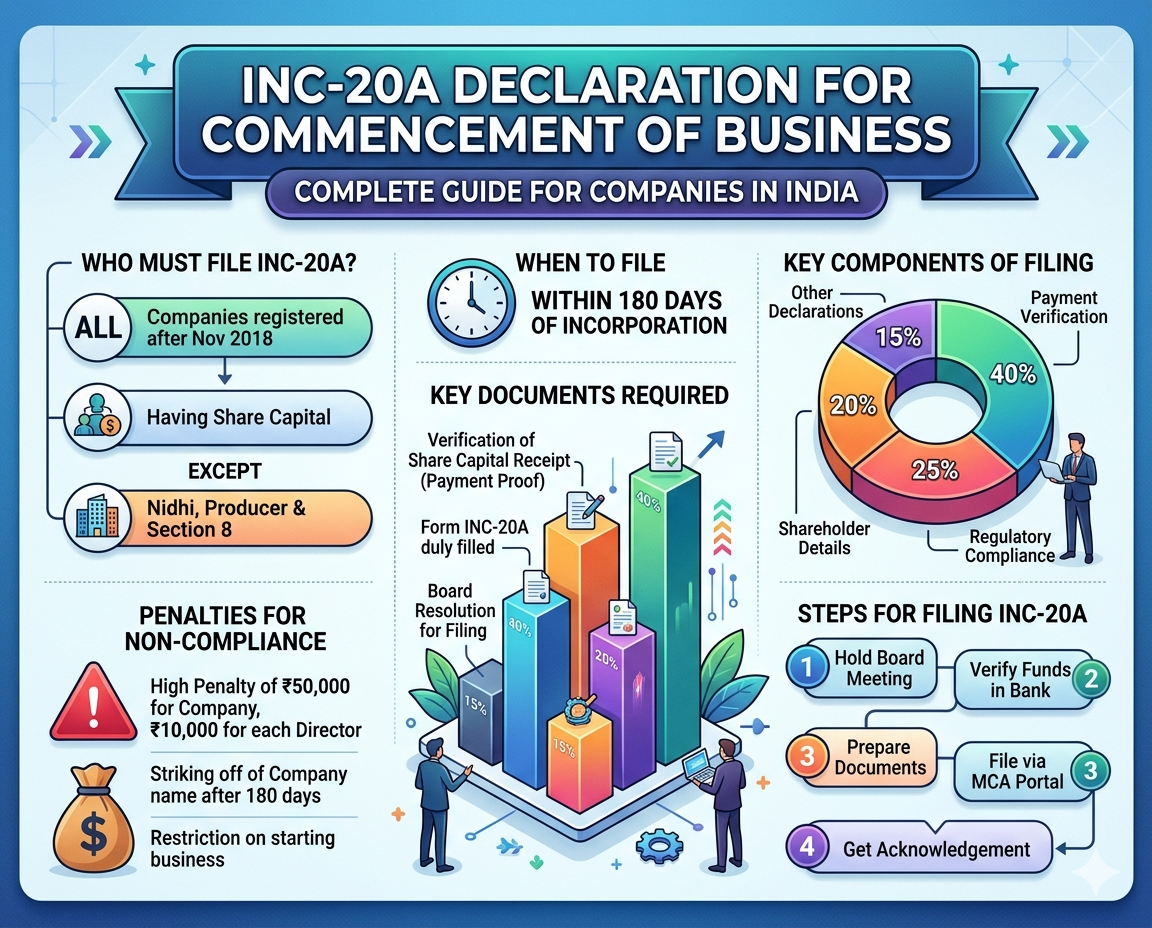 INC 20A Declaration For Commencement Of Business – Complete Guide For Companies In India.
