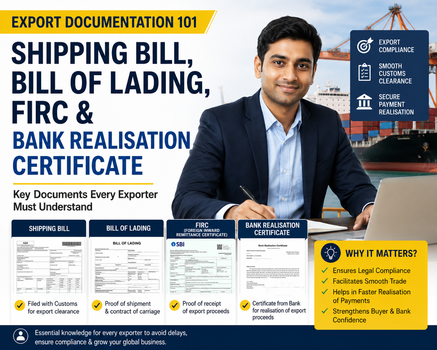 Export Documentation 101: Shipping Bill, Bill Of Lading, FIRC And Bank Realisation Certificate