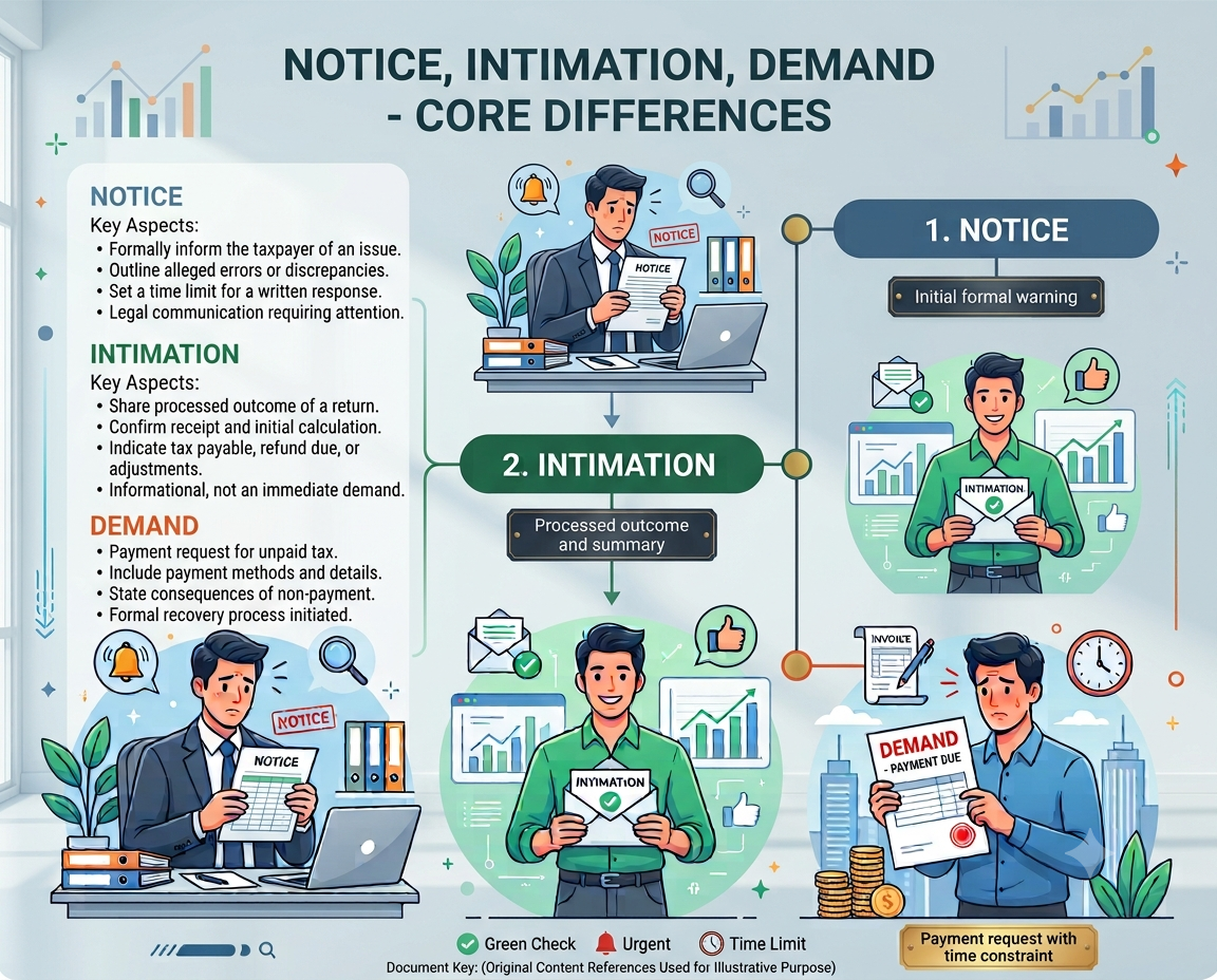 Notice, Intimation, Demand — Know The Difference (Old & New Sections)