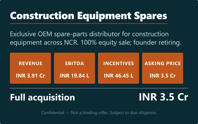 Project Pluto - Exclusive OEM Construction Equipment Spare-Parts Distributor, NCR